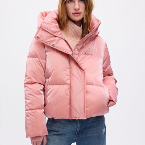 🆕 GAP Primaloft PURE fill pink shiny puffer coat - Picture 1 of 10